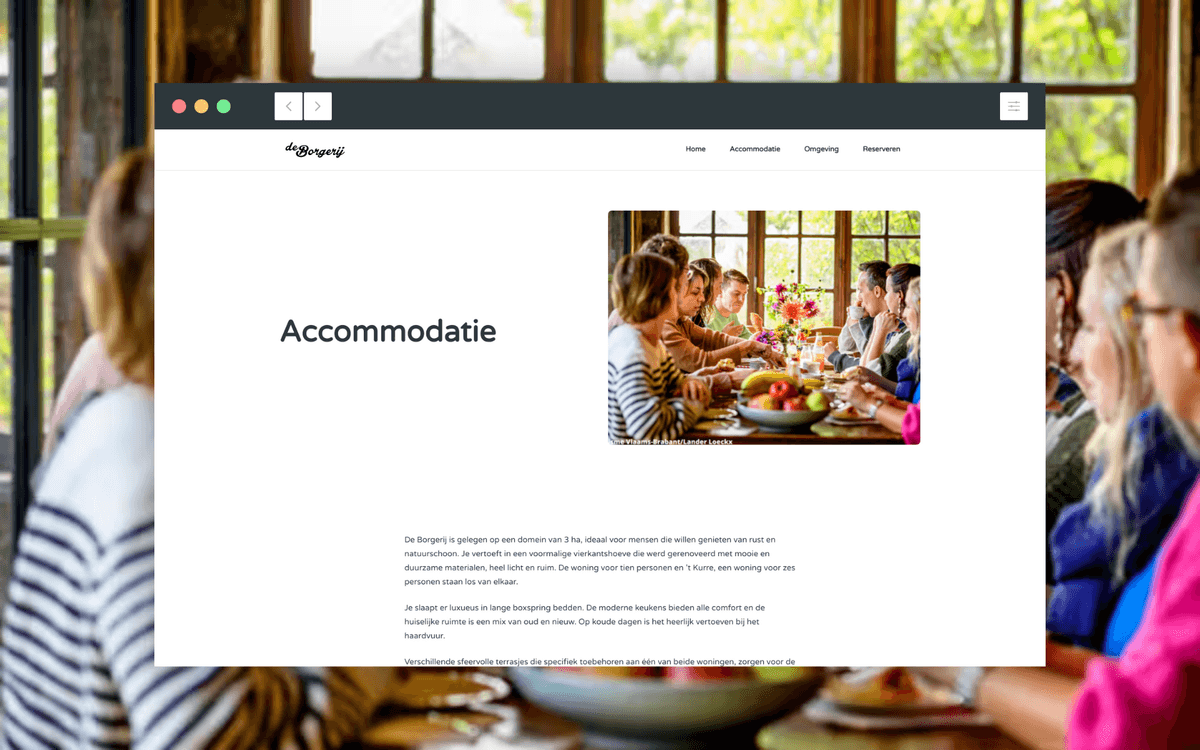 Accommodatie pagina van De Borgerij website