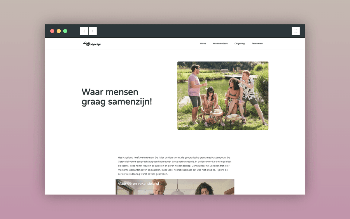 Homepage van De Borgerij website