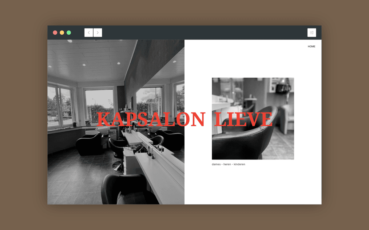 Homepage van Kapsalon Lieve website