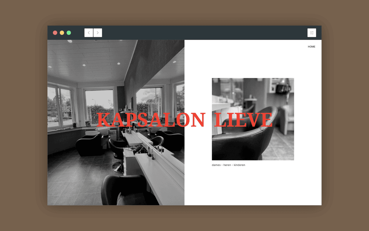 Homepage van Kapsalon Lieve website